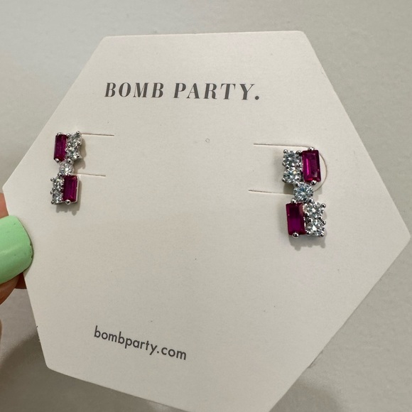 Bomb Party jewlery september Always Extra lab created ruby corundum earrings - Picture 10 of 11